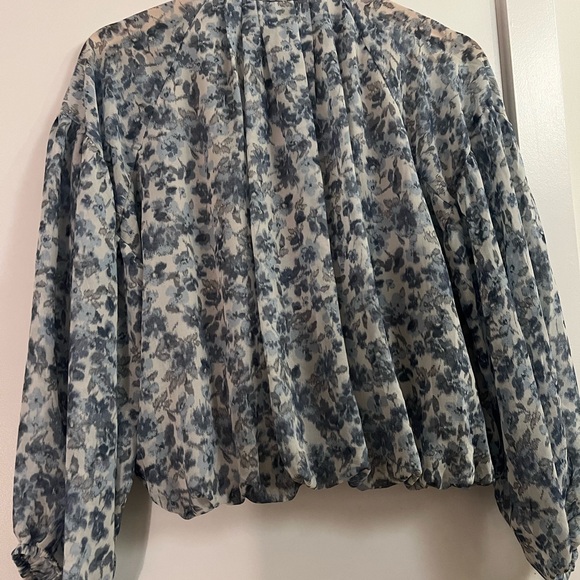 Floral Button-Up Blouse - Blue - Picture 3 of 4